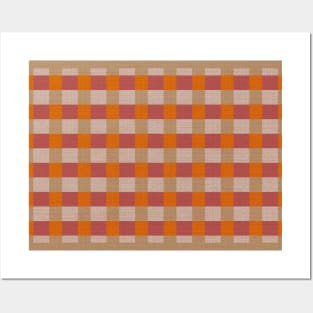 Modern PInk / Orange Striped Jute Rug Pattern - Contemporary Design with Fibre Texture Posters and Art